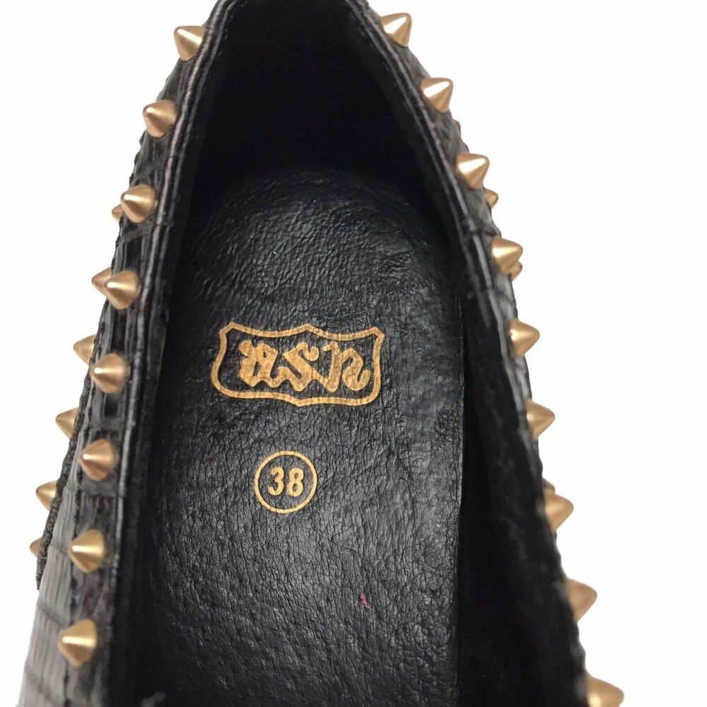 Ash Women's Black Leather Krush Platform Spike Oxford Shoe Sneaker Women Size 38 - Picture 7 of 8
